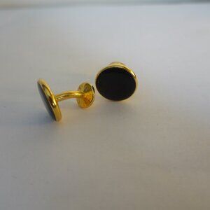 Round Black and Gold Men’s Cufflinks